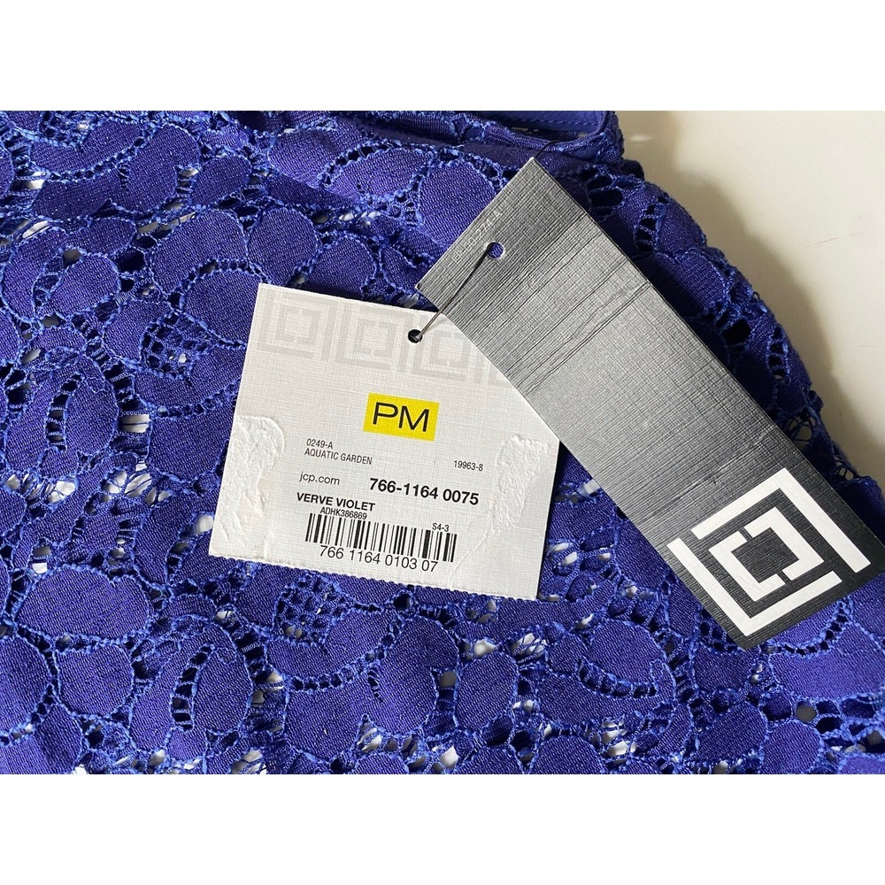 Lace Blouse cap SL  Liz Claiborne PM  Blue  Coquette Corporate Layer Going Out - Picture 6 of 12